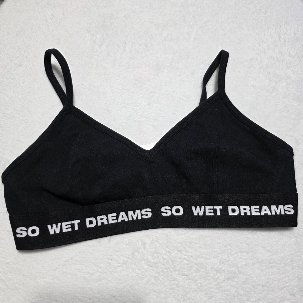 NWT Liberal Youth Minestry Black Bra Bralette Dreams So Wet Sz S